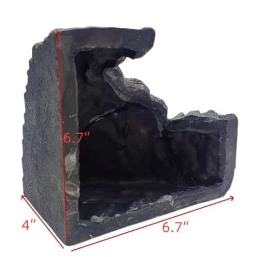 LEOTERRA 2-in-1 Reptile Hide Cave & Basking Spot, Natural Mossy Rock Texture, Perfectly Fits 10-60 Gallon Tanks, for Geckos, Mud Turtles, Juvenile Iguanas, Fish,6.7x6.7x4,Eco-Reinforced Packaging