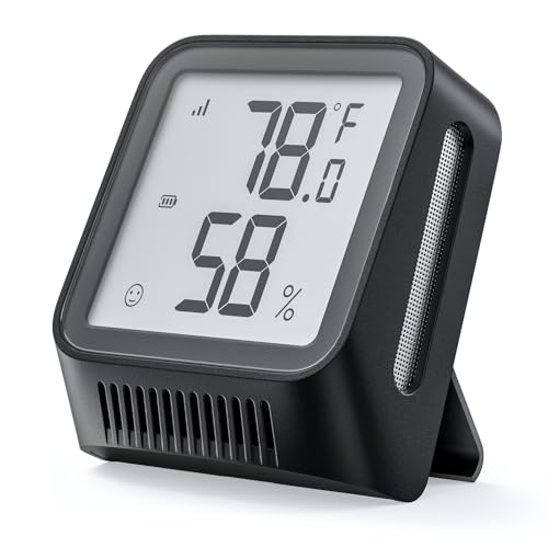 X-Sense WiFi Thermometer Indoor Hygrometer, Digital Temperature Sensor with App Control, Notification Alerts, Temperature Humidity for Bedroom, SBS50 Base Station Required (Not Included), Black - color: Black, size: Digital, 1-Pack (Base Station not inclu