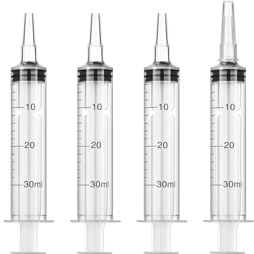 Frienda 4 Packs Large Plastic Syringe Measuring Syringe Tools Dispensing Multiple Uses (30 ml) - size: 30 ml