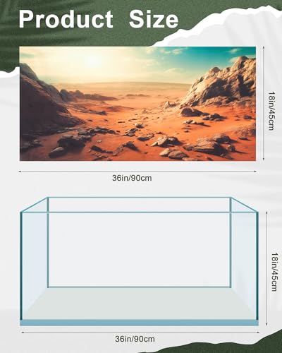 Breling 4 Pcs 36 x 18 Inch Reptile Habitat Background with Nano Glue Gobi Sun Cactus Stone and Green Tree Fern Stream Bearded Dragon Terrarium Background Polyester Durable Aquarium Accessories - color: Style1, size: 18 x 36 Inch