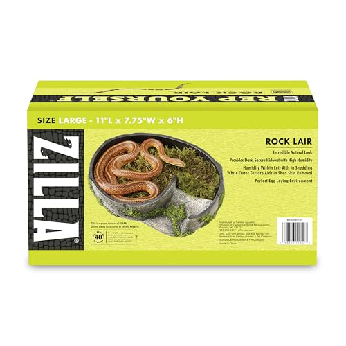Zilla Rock Lair, Naturalistic Hide, Supports Shedding and Egg-Laying, Retains Humidity, Ideal for Snakes and Lizard, Large - size: Large