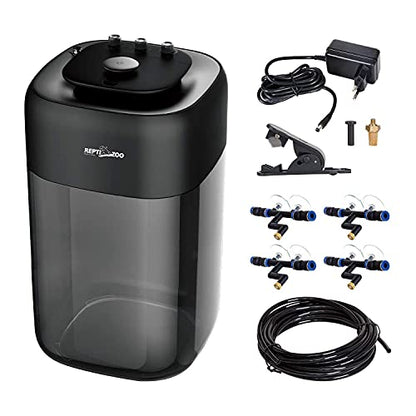REPTI ZOO 10L Reptile Mister Fogger Terrariums Humidifier Extremly High Pressure Silent Pump Fog Machine Misting Rainforest Sprayer System Tank with 4PCS Nozzles for a Variety of Reptiles/Amphibians