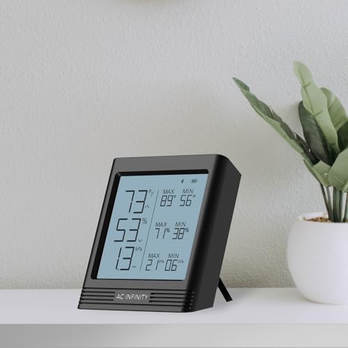 AC Infinity Temperature Humidity VPD Smart Hygrometer B2 with LCD Display & Bluetooth App Monitor, Climate Gauge Thermometer for Basements, Guitar Rooms, Grow Tents and Greenhouses - style: Integrated Sensor