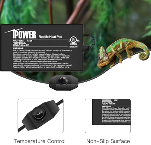 iPower 4x7 Inch Reptile Heating Pad with Adjustable Controller Knob, Under Tank Heater Mat for Turtles, Lizards, Snakes, Amphibians & Small Pets, 2 Pack - size: 4 X 7 Inch, style: 2 Pack Heat Pad with Adjustable Knob