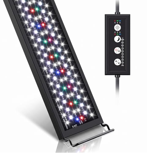 hygger Sun Moon LED Aquarium Light, Full Spectrum Fish Tank Light Day-Night Dual Timer, Adjustable 6 Timer 10 Brightness 8 Colors for Planted Freshwater Tank - size: 32W for 30~36in long tank