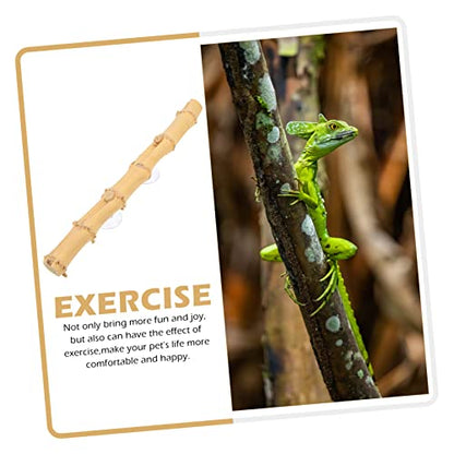 Abaodam Bearded Dragon Climbing Branch Suction Cup Reptile Decor for Lizard Enrichment Durable Natural Wood Structure for Bearded Dragons Geckos More