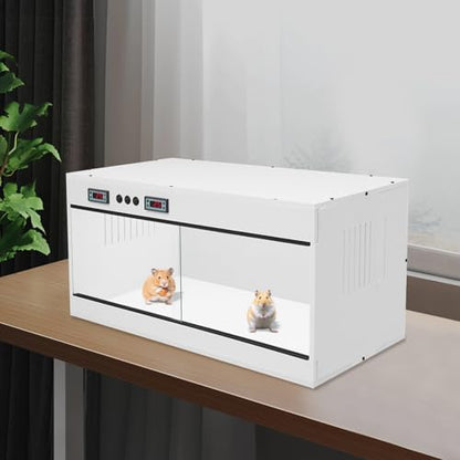 PVC Reptile Terrarium 31.5 x 15.8 x 15.8 in Large Reptile Tank with 2 Independent Intelligent Temperature Control Zones for Chameleon, Lizard, Snake (White, Clear) - color: White, Clear