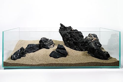 LANDEN Dark SEIRYU Stones Natural Rocks (3~11 inches,11pcs) x2 40Lx 2 Cases Total 80L 37lbs for Aquarium, Paludarium, Terrariums, Landscaping Rocks, Decorative Aquarium Rocks - size: 09 Dark Seiryu Stones(3-11inch,36lbs)