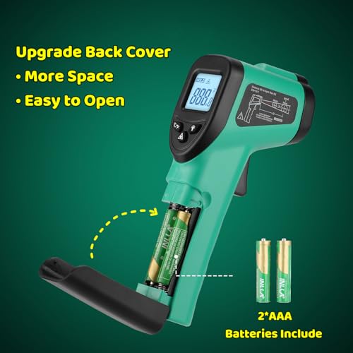 OnniOne Infrared Thermometer Gun for Cooking, -58℉~1022℉, Digital Laser Temperature Gun for Blackstone Pizza Oven Reptiles, IR Thermometer with Carrying Storage Case, Larger Font, LCD Backlit, Green - color: Green