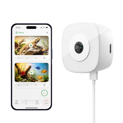 3MP 2K Aquarium Camera for Fish Tank, No Drill Terrarium Reptile Camera with Color Night Vision, No Reflection, 2.4GHz & 5GHz WiFi Pet Monitoring, 24/7 Recording for Home Security