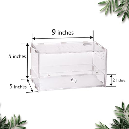 Acrylic Clear Reptile Habitat Enclosure Terrarium with Latch ，Perfect for Amphibians and Invertebrates Such as Spiders, Frogs, etc (Horizontal)