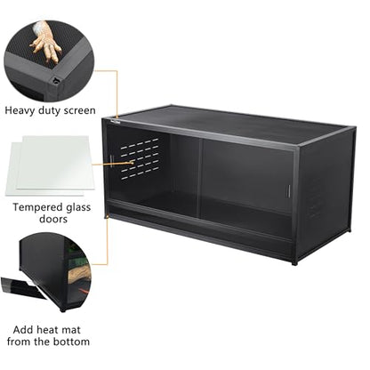 Reptile Terrarium 120 Gallon Large, PVC Enclosure Breeding Tank for Bearded Dragon Gecko Lizard Snake, Wide Breeding Lounge Vivarium Area with Ventilation, Suit for Juvenile to Adult Reptiles - size: 48"x24"x24" (120 Gallons)