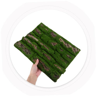 Healifty Simulated Moss Turf Outside Fake Moss Faux Terrarium Ornament Garden Landscape Decoration Fairy Garden Decor Reptile Bark Backdrop Artificial Mat Fake Bark Wooden Green