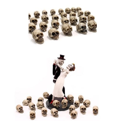 20PCS Mini Skull Figurine Miniature Set, Tiny Resin Skeleton Bone Skull Heads Statues for Halloween Prank Props, Desktop, Witchcraft, Haunted Dollhouse Micro Landscape Figure DIY Crafts Accessories