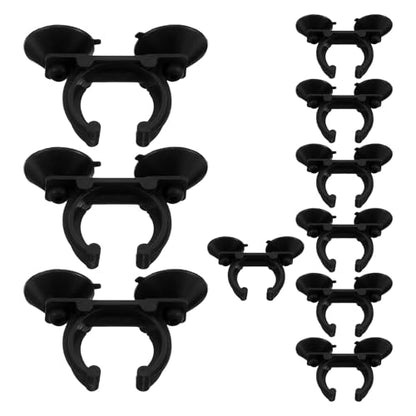 10pcs Aquarium Suction Cups with Clips - Thermometer Holder - Black Heater Clamps for Light Tubes Plant Fish Reptile Tank Decoration