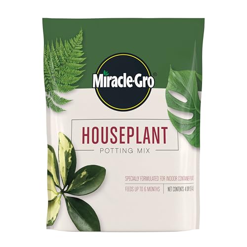 Miracle-Gro Houseplant Potting Mix - Fertilized Indoor Plant Soil for Containers, Designed to be Less Prone to Gnats, 4 qt. - size: 1 Pack, style: Houseplant