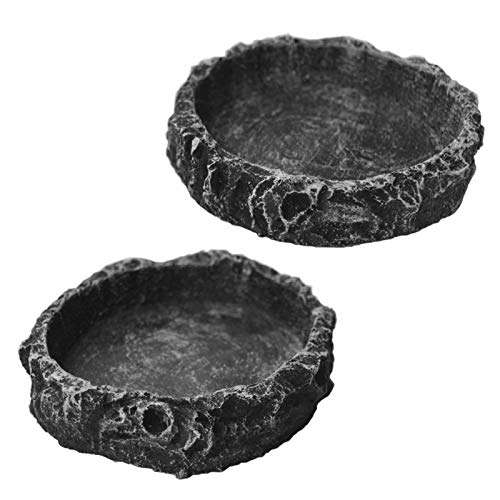 2 Pack Reptile Water and Food Bowls, Feeding Dish for Leopard Gecko, Lizard, Spider, Scorpion, Chameleon - Breadworm Feeding (2Pcs Round) - color: 2Pcs Round