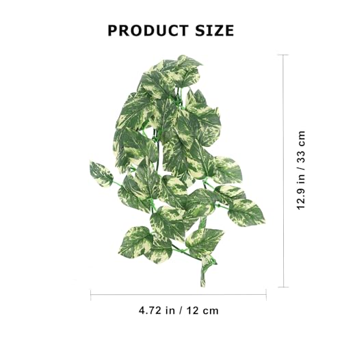 Cabilock Reptile Tank Decor Artificial Green Vine Plants 3pcs Set with Suction Cups 12-inch Leaf and 30cm Climbing Leaves for Gecko Snake Terrarium Habitat