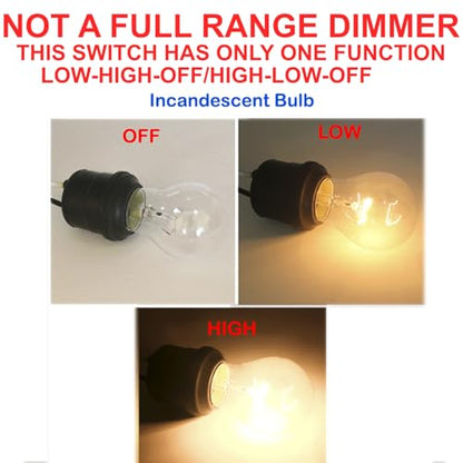 ZE-256 2 Wire Inline Lamp Dimmer 2-Level Lighting Switch Kit Replacement 500W 120V AC Light Controller for Table Lamps, Floor Lamps, Wall-Mounted Lamps and Lighting Fixtures