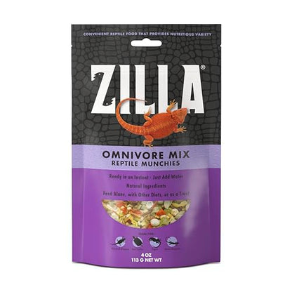 Zilla Reptile Munchies, Omnivore Mix, Dehydrated and Sun Dried Vegetables and Insects, 4 Ounces