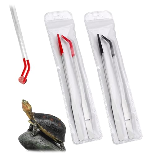 2 Pieces Stainless Steel 10.6" Reptile Feeding Tongs, Straight & Curved Long Tweezers for Aquarium with Silicone Tips, Lizard Feeding Tweezers Terrarium Feeder for Bearded Dragons