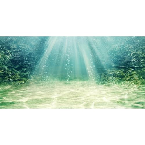 AWERT 24x12 inches Aquarium Background Aquatic Plant Bubble Underwater Ocean Floor Fish Tank Background Polyester Background - size: 24x12in/60x30cm