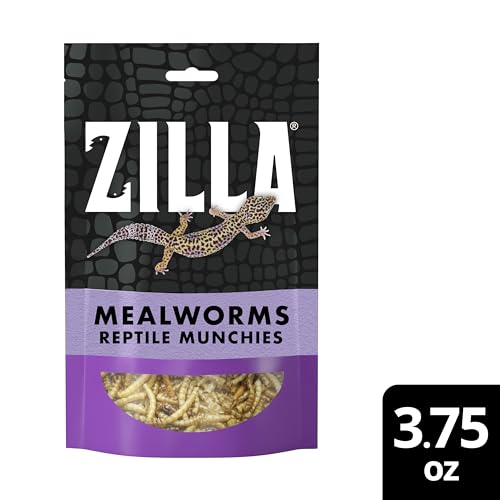 Zilla Reptile Munchies, Mealworms, All-Natural, Dehydrated Mealworms, Ideal for Bearded Dragons, Leopard Geckos, Chameleons and other lizards, Resealable Bag