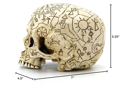 Veronese Design 5 1/4" Mystic Sigils Ritual Skull Resin Sculpture Hand Painted Realistic Finish
