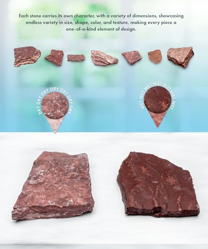 Natural Slate Stone for Aquariums, Fish Tanks, Terrariums, Aquascaping and Amphibian Enclosures, Mix of Large and Medium Size Rocks - by SubstateSource (5 Pounds, Red River)
