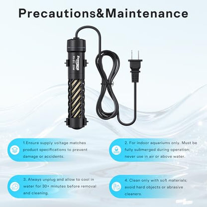 FREESEA Aquarium Heater for Fish Tank: 25W Preset 78°F - 24/7 Stable Temperature Worry-Free Keeping - Auto-Off Out of Water - 1–5 gal Betta Turtle & Saltwater Tank - size: 25W(1-5 Gallon)