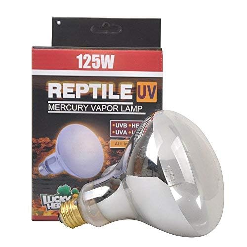 LUCKY HERP Reptile UVA UVB Mercury Vapor Bulb Lamp,Screw Thread,125 Watt (Coated)