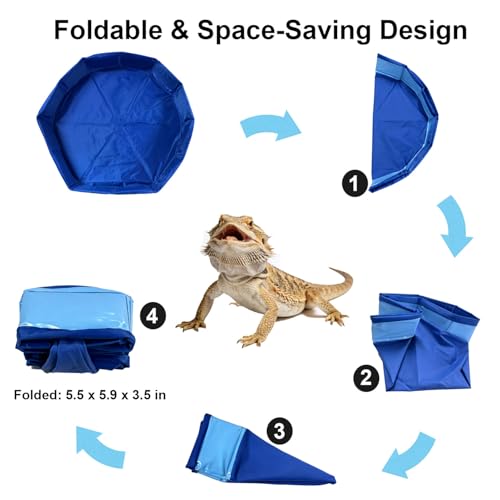 Large Electric Bearded Dragon Pool, with a Faucet and an Adjustable Flow Control Valve, Electric Bathtub for Bearded Dragons, Bearded Dragon Reptile Water Fountain, Bearded Dragon Accessories Bathtub
