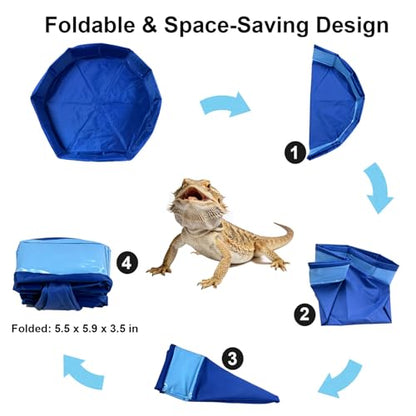 Large Electric Bearded Dragon Pool, with a Faucet and an Adjustable Flow Control Valve, Electric Bathtub for Bearded Dragons, Bearded Dragon Reptile Water Fountain, Bearded Dragon Accessories Bathtub
