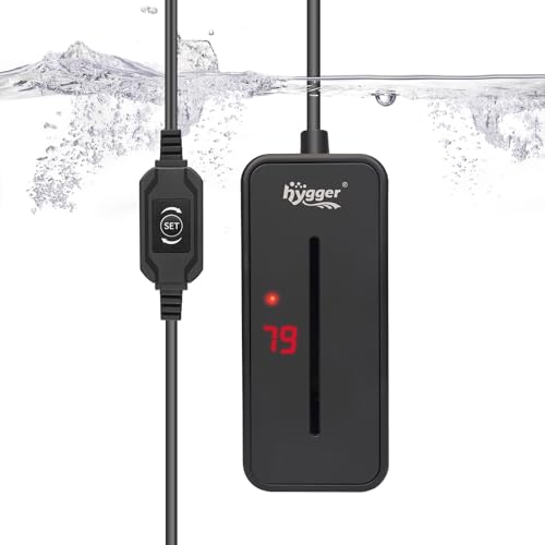 hygger Small Submersible Aquarium Heater 50W Mini Betta Fish Tank Heater with LED Display Adjustable Temperature for 5-10 Gallon Freshwater Saltwater Coral Reef Tanks - size: Small