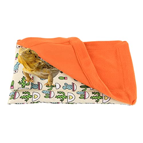 Bearded Dragon Bed with Pillow Lizard Sleeping Bag Blanket Soft Warm Hideout Terrariums Accessories for Reptile Lizard Bearded Dragon (Orange) - color: Orange