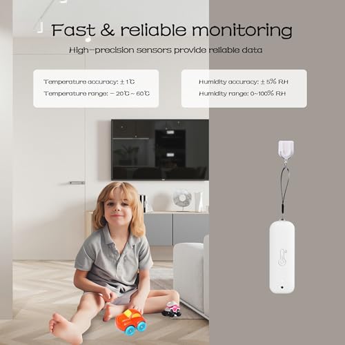 WiFi Hygrometer Thermometer Sensor, Wireless Smart Temperature Humidity Monitor with Remote App Notification Alert, for Home, Greenhouse White (1pack) - color: 1pack