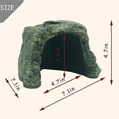 Tfwadmx Reptile Hideout, Tortoise Hide Cave, Turtle Hideout with Bendable Vines Leaves, Resin Rock Cave Habitat Hidden for Turtles Tortoise Bearded Dragons Lizards Geckos Snakes