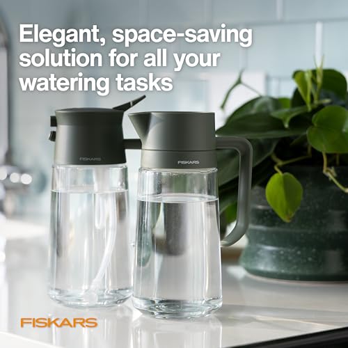 Fiskars 2-in-1 Mist & Pour Watering Can, Space Saving Glass Plant Mister with Thumb Pump Sprayer and Spout for Indoor Plants, Boost Humidity & Soak Roots of Houseplants, 17 oz, Modern Décor Style - size: Mist/Pour Combo
