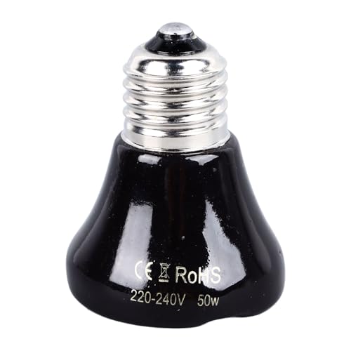 Heat Lamp for Reptiles, Safe Efficient Reptile Heat Bulb Stable Black No Light for Home Parrots Cat Bed (50w) - size: 50 Watts