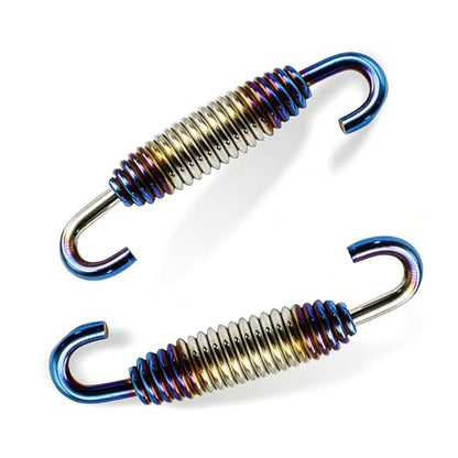 2 PCS Motorcycle Exhaust Muffler Springs, 40 mm-60 mm Retractable Range Exhaust Pipe Spring, Stainless Steel Muffler Hook, Retrofit Part for Most Motorcycles Scooters ATVs (Blue) - color: Blue