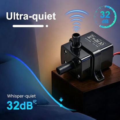 CONQUERALL Mini Submersible Pump with 3.3ft Tubing DC 12V 63GPH 9.8ft 5W Submersible Pump for Tabletop Fountains - color: 12v 5w 240l/H 3m Head Dual Wire