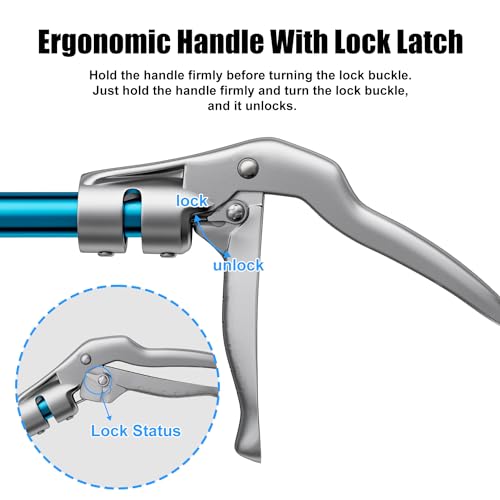 60" Snake Tongs, Professional Aluminum Alloy Standard Reptile Grabber Rattle Snake Catcher Wide Jaw Handling Tool