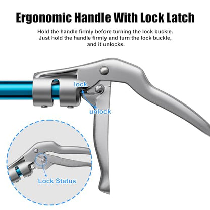 60" Snake Tongs, Professional Aluminum Alloy Standard Reptile Grabber Rattle Snake Catcher Wide Jaw Handling Tool