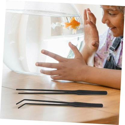POPETPOP 4pcs Long Aquarium Tweezers Stainless Steel Curved and Straight Tongs Plant Food Tweezers Fish Tank Tools Reptile Feeding
