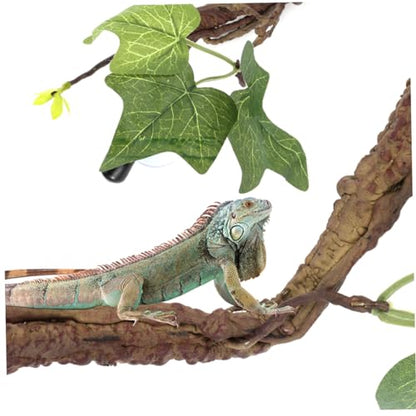 2pcs Jungle Vine Decor for Reptile Terrarium Bendable Artificial Plant with Strong Suction Cups Fake Leaves Habitat Ornament for Lizard Gecko Snake and Crab Tanks