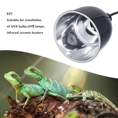 Yosoo Health Gear Reptile Heat Lamp Fixture, Deep Dome 250W E27 UVA UVB Basking Light for Lizards Turtles Terrarium, Clip-On Design