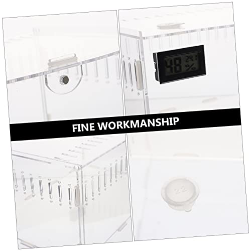 Transparent Acrylic Reptile Breeding Box with Ventilation System for Snakes Tarantulas and Reptiles Habitat with Temperature Humidity Gauge
