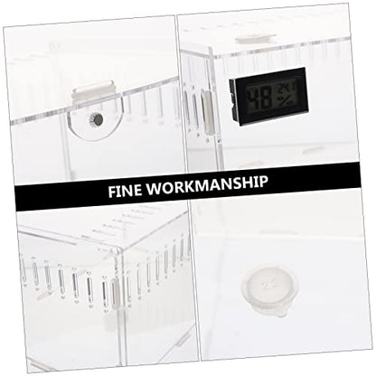 Transparent Acrylic Reptile Breeding Box with Ventilation System for Snakes Tarantulas and Reptiles Habitat with Temperature Humidity Gauge