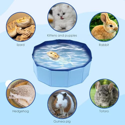 Foldable Bearded Dragon Bathtub, Bearded Dragon Pool, Bearded Dragon Bathtub with Soft Brush and Towel Set Reptile Accessories