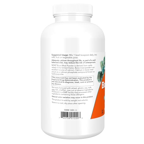 NOW Supplements, Bone Meal Powder with Calcium Carbonate and Magnesium Oxide, Natural Calcium Source, 1-Pound - size: 1 Pound (Pack of 1)